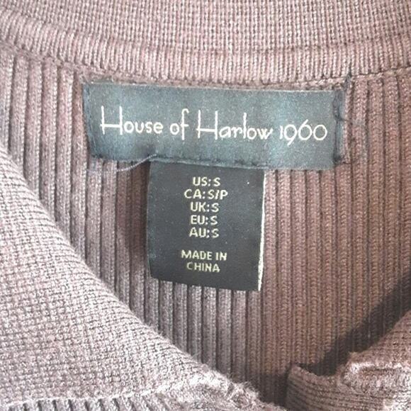 House of Harlow 1960 X Revolve Polo Ribbed Knit Sweater Brown Pencil Dress S - Picture 8 of 10